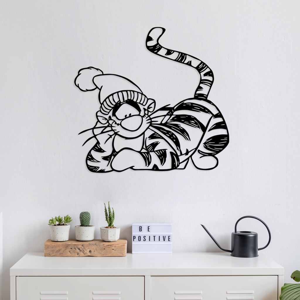 Wallity Zidna dekoracija Tigger, 66 x 70 cm, Crna