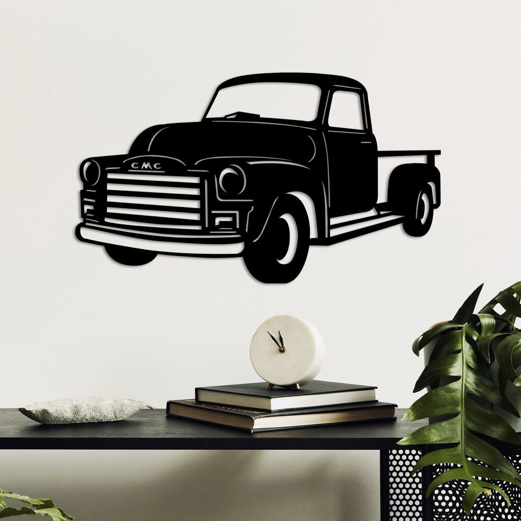 Wallity Zidna dekoracija GMC 3100 Pick-up kamionet, 60 x 35 cm, crna