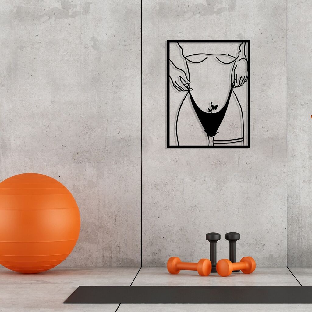 Wallity Zidna dekoracija Djevojka s tetovažom leptira, 40 x 52 cm, Crna