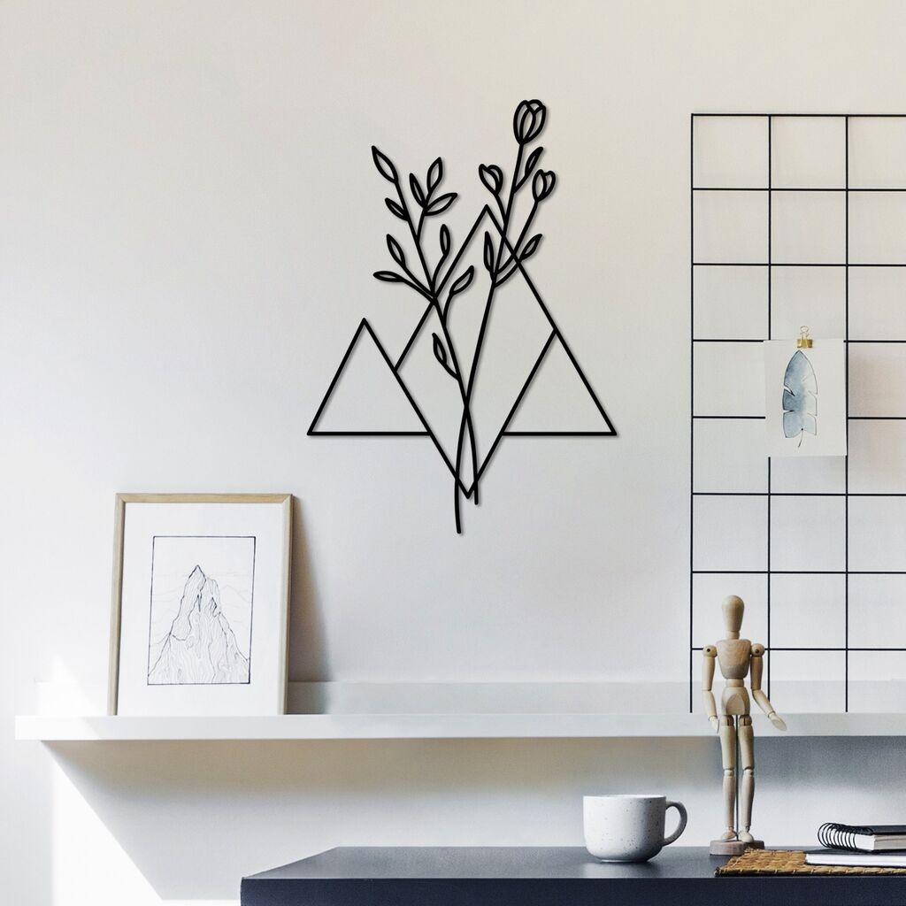 Wallity Zidna dekoracija Cvijet - M, 50 x 35 cm, Crna