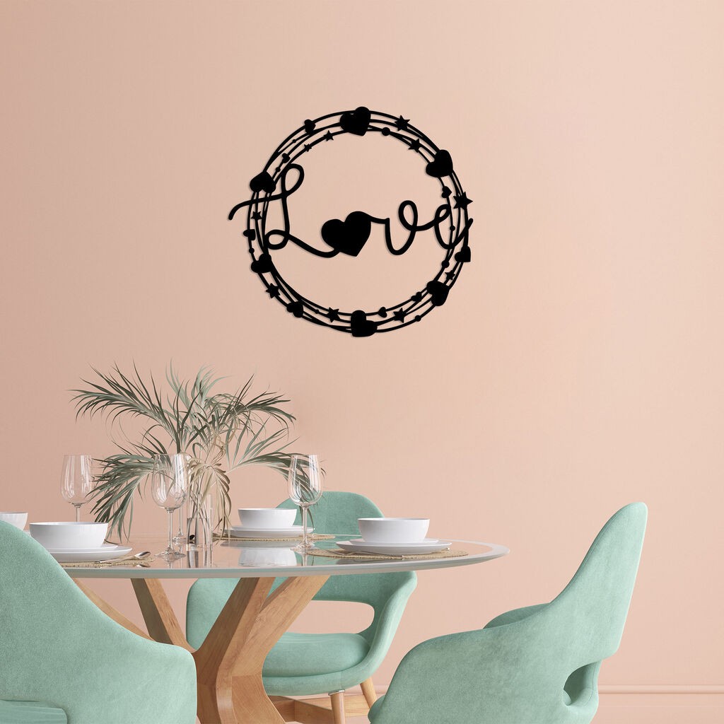 Wallity Zidna dekoracija Ljubav - 469, 66 x 70 cm, Crna