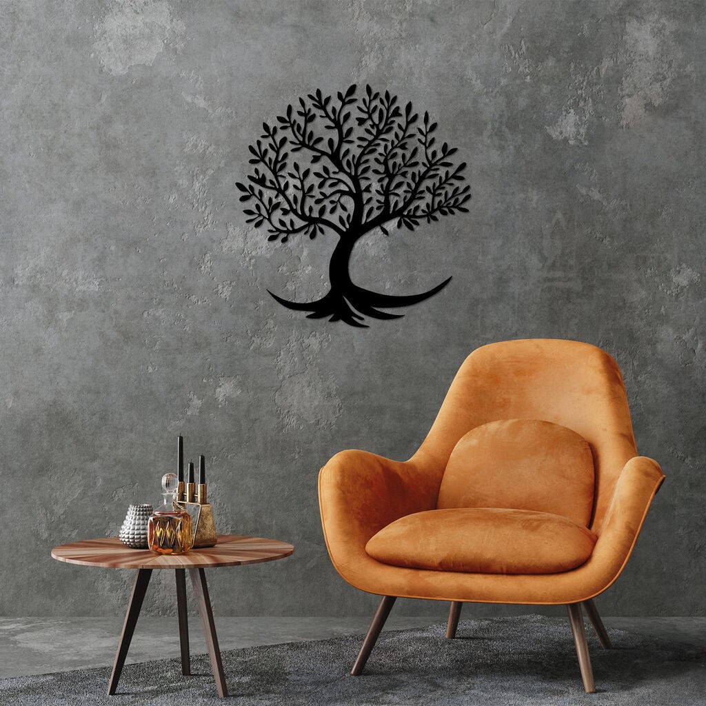 Wallity Zidna dekoracija Monumentalno drvo 4, 68 x 70 cm, Crna