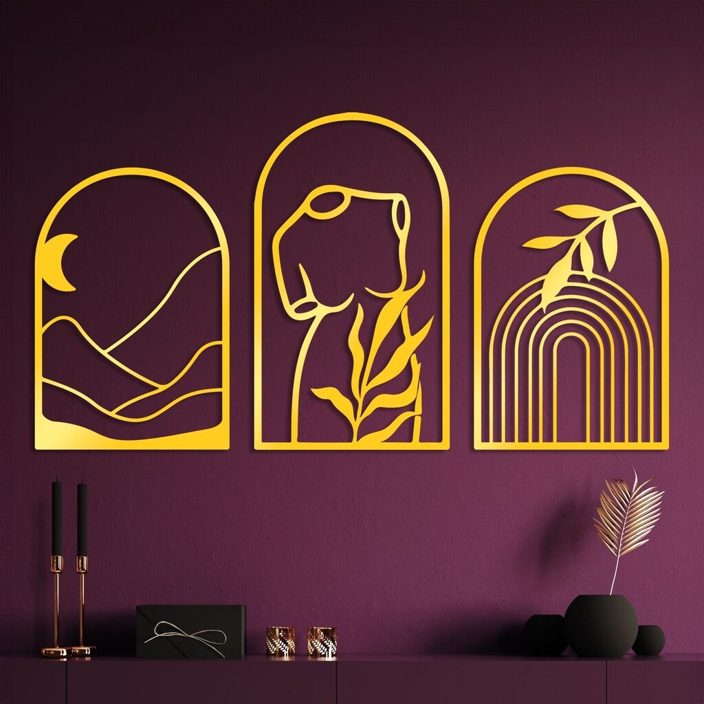 Wallity Zidna dekoracija Memorie Trio G, 45 x 40 cm, Zlatna boja