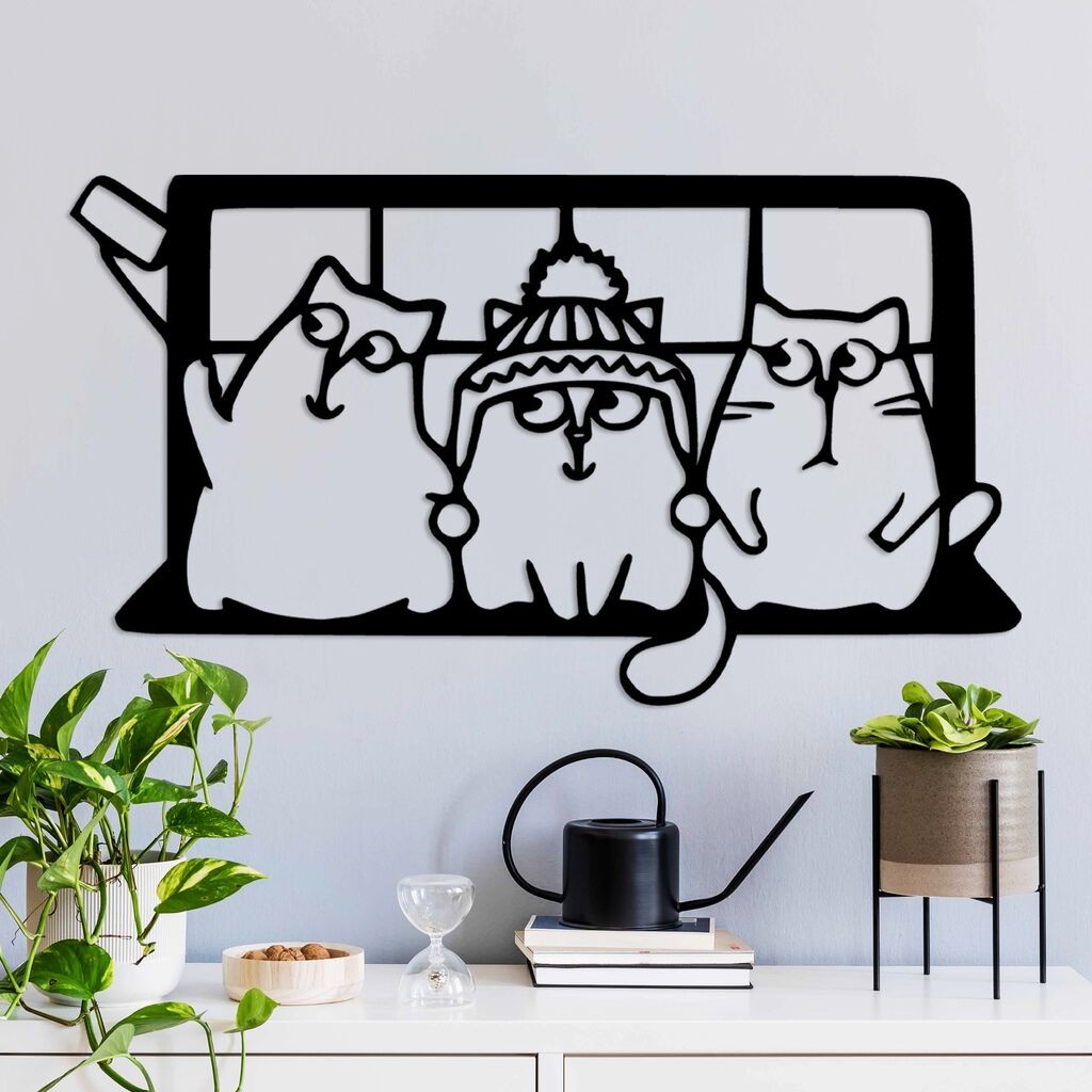 Wallity Zidna dekoracija Kat 7, 60 x 35 cm, Crna