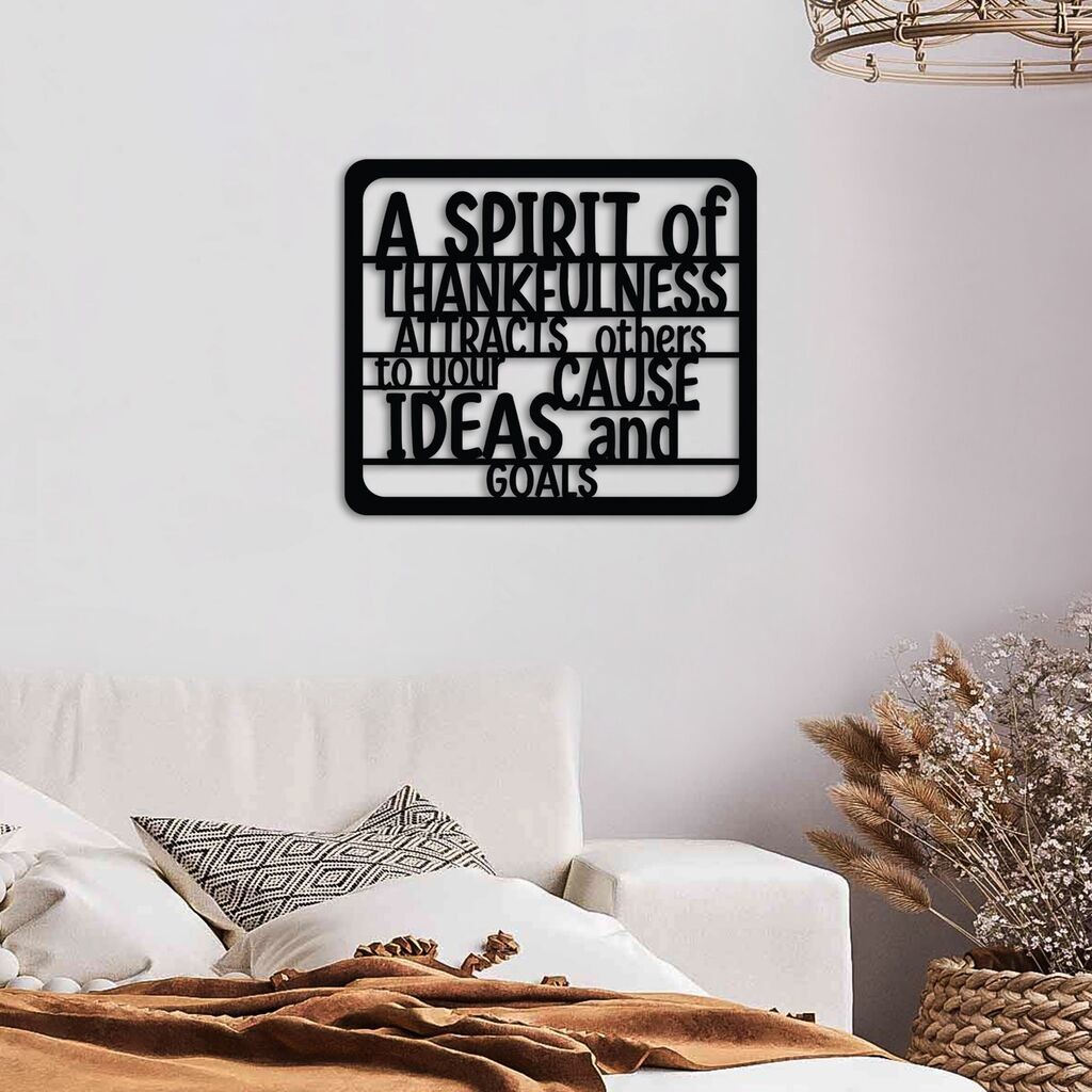 Wallity Zidna dekoracija Duh zahvalnosti, 50 x 43 cm, Crna