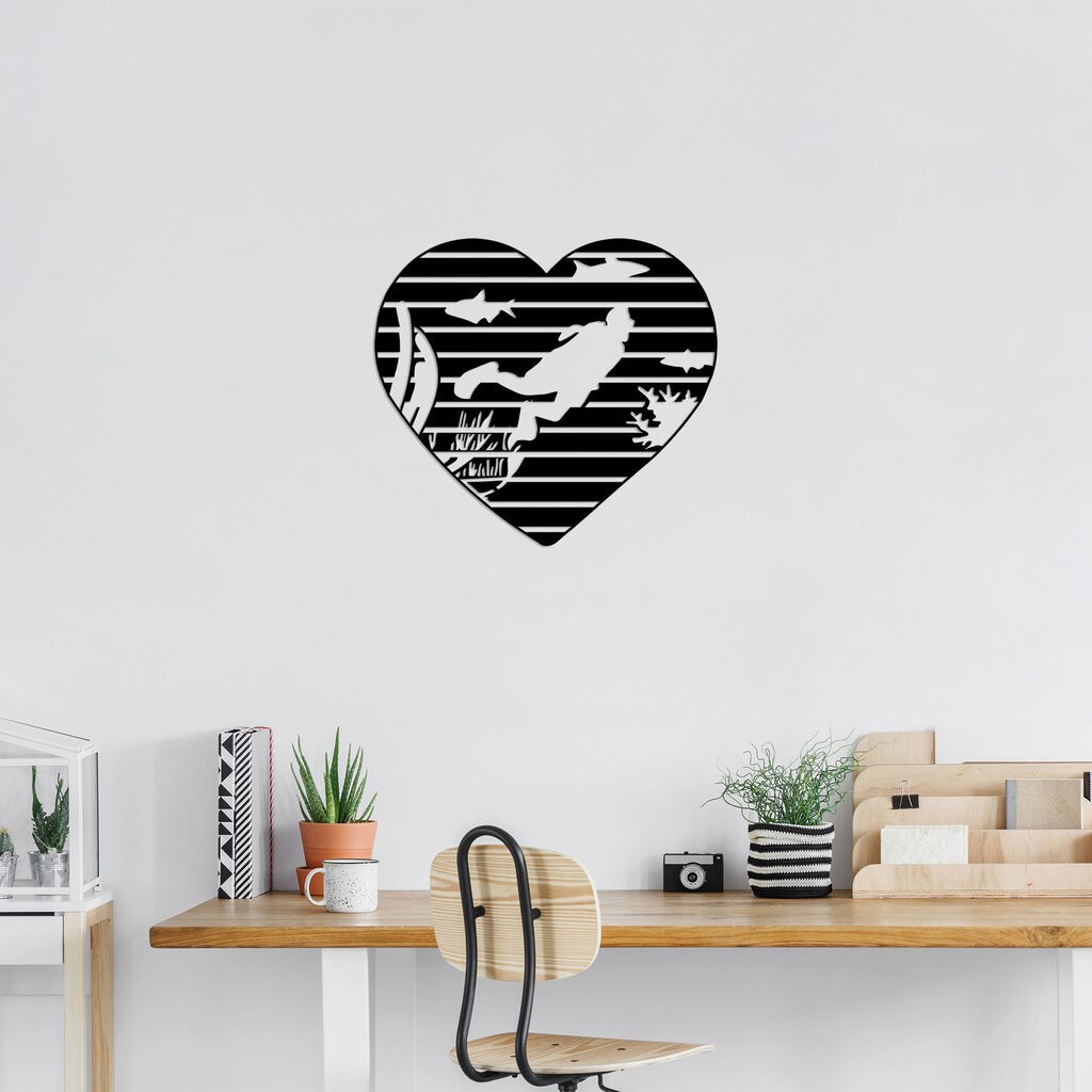 Wallity Zidna dekoracija Diver - 445, 78 x 70 cm, Crna