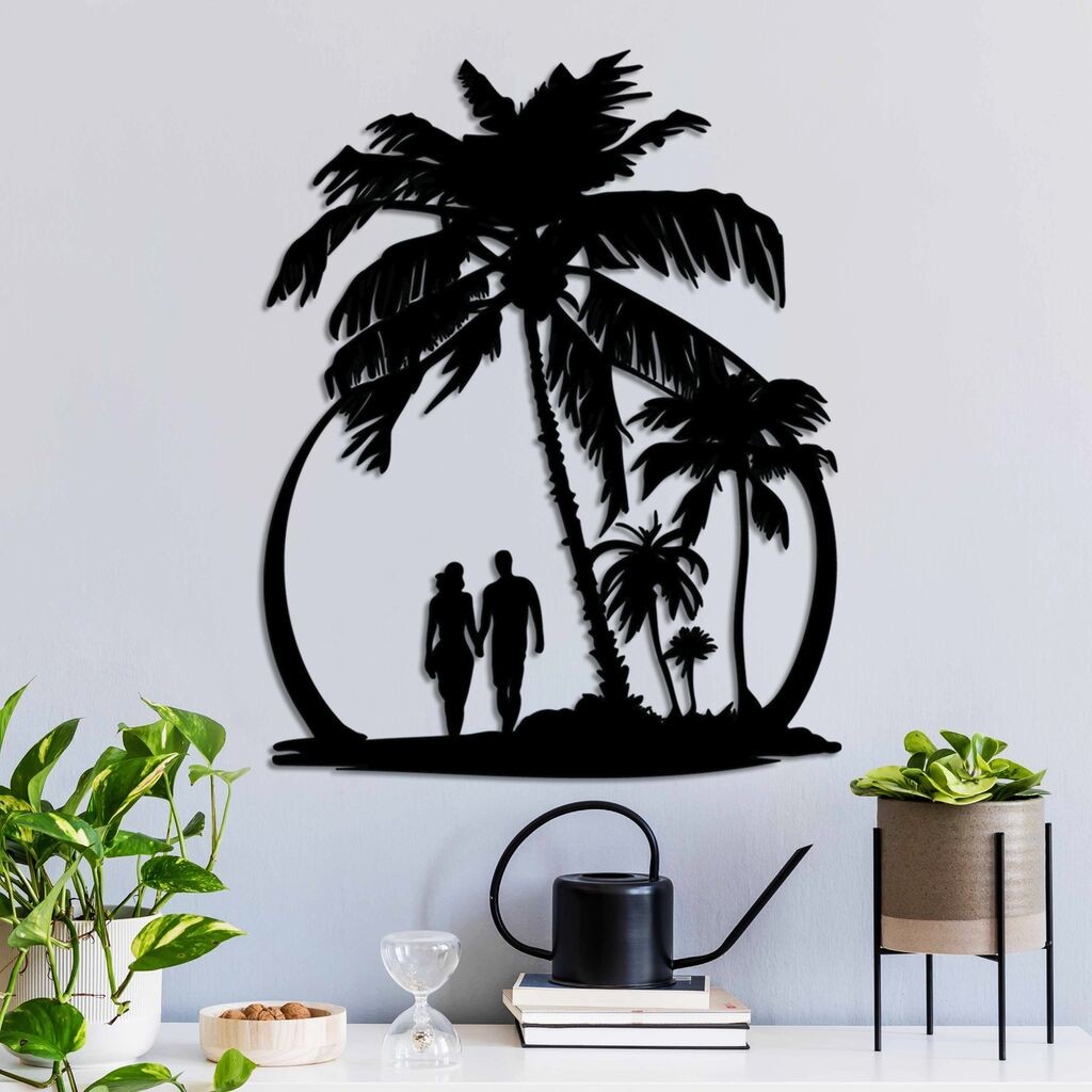 Wallity Zidna dekoracija Plaža, 55 x 44 cm, Crna