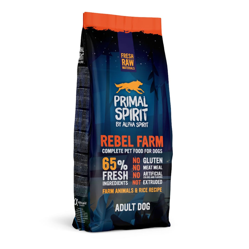 Primal Spirit Kompletna hrana za pse Rebel Farm, 65% friško meso, 12 kg