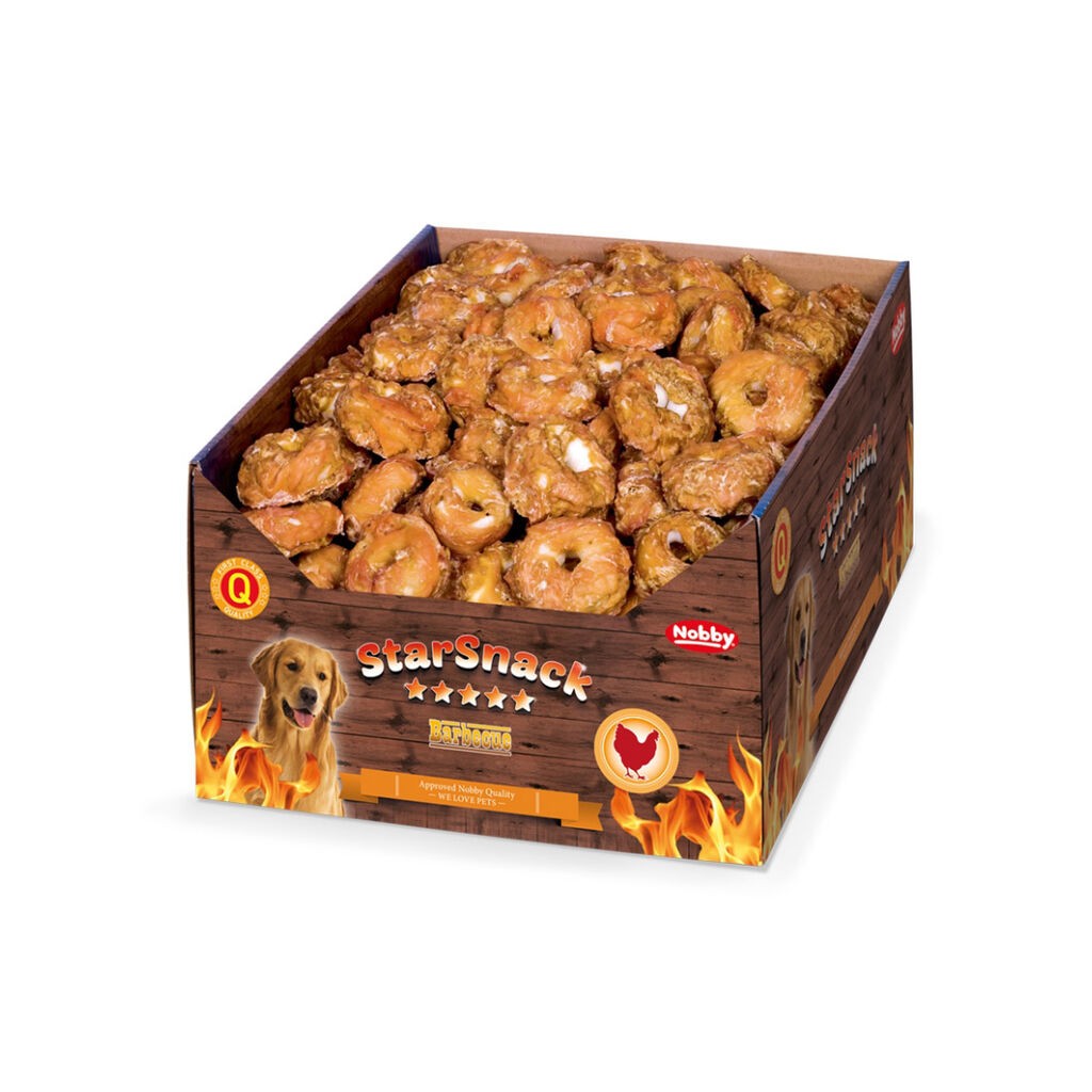 Nobby Pileca krofna poslastice za pse Barbecue Chicken Donut S, 5 cm, Displej 200 komada