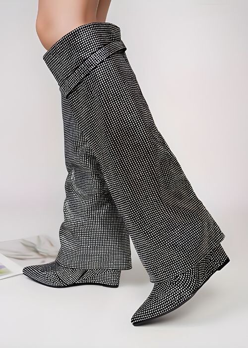 Ženske čizme sa cirkonima, Crne