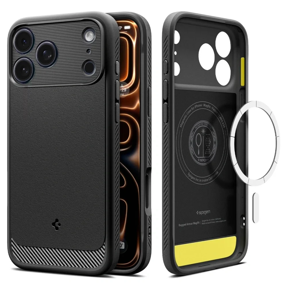 Spigen Maska za mobilni telefon Iphone 17 Pro Max Rugged Armor, MagSafe, Crna
