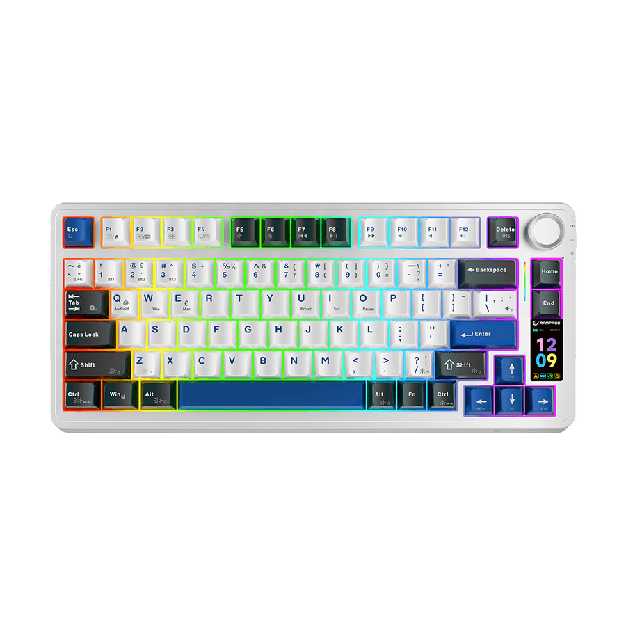 Rampage Gaming Tipkovnica, Bijela, Hot Swap 2.4g Bt Bežični RGB, Gasket oil switch, Engleski layout, PBT KeyCaps mehanička, Quell Pro, 42257