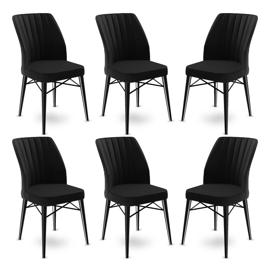 Hanah Home Set od 6 trpezarijskih stolica Flex crne boje