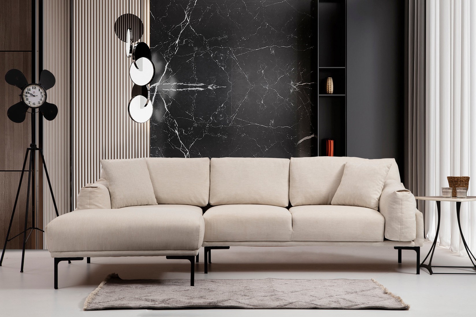 Atelier del Sofa Kutna garnitura Leo 90x65x255cm Krem