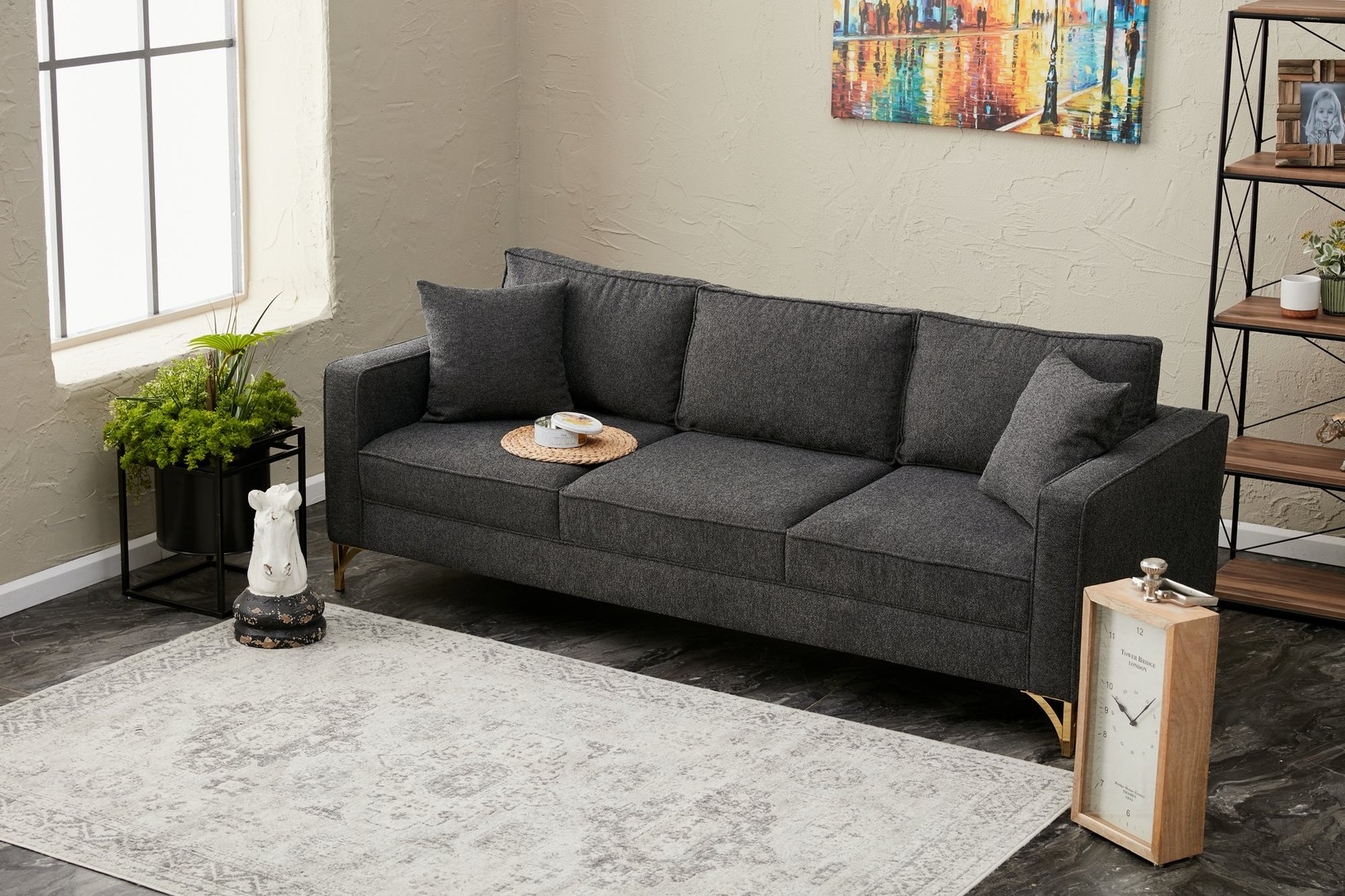 Atelier del Sofa Trosed Berlin 220x83x91cm Antracit-Zlatna