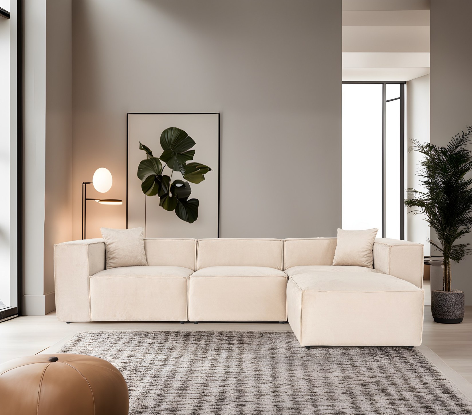 Atelier del Sofa Kutna garnitura Lora 193x65x303cm Krem