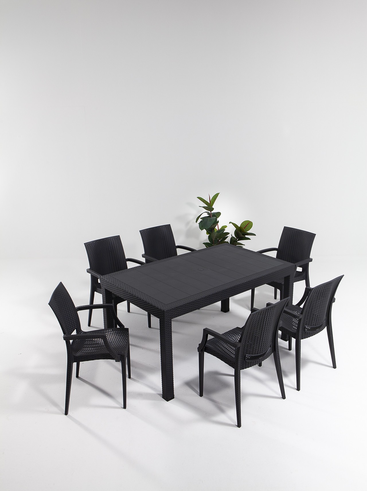 Hanah Home Garden set stol i 6 stolica Antracit