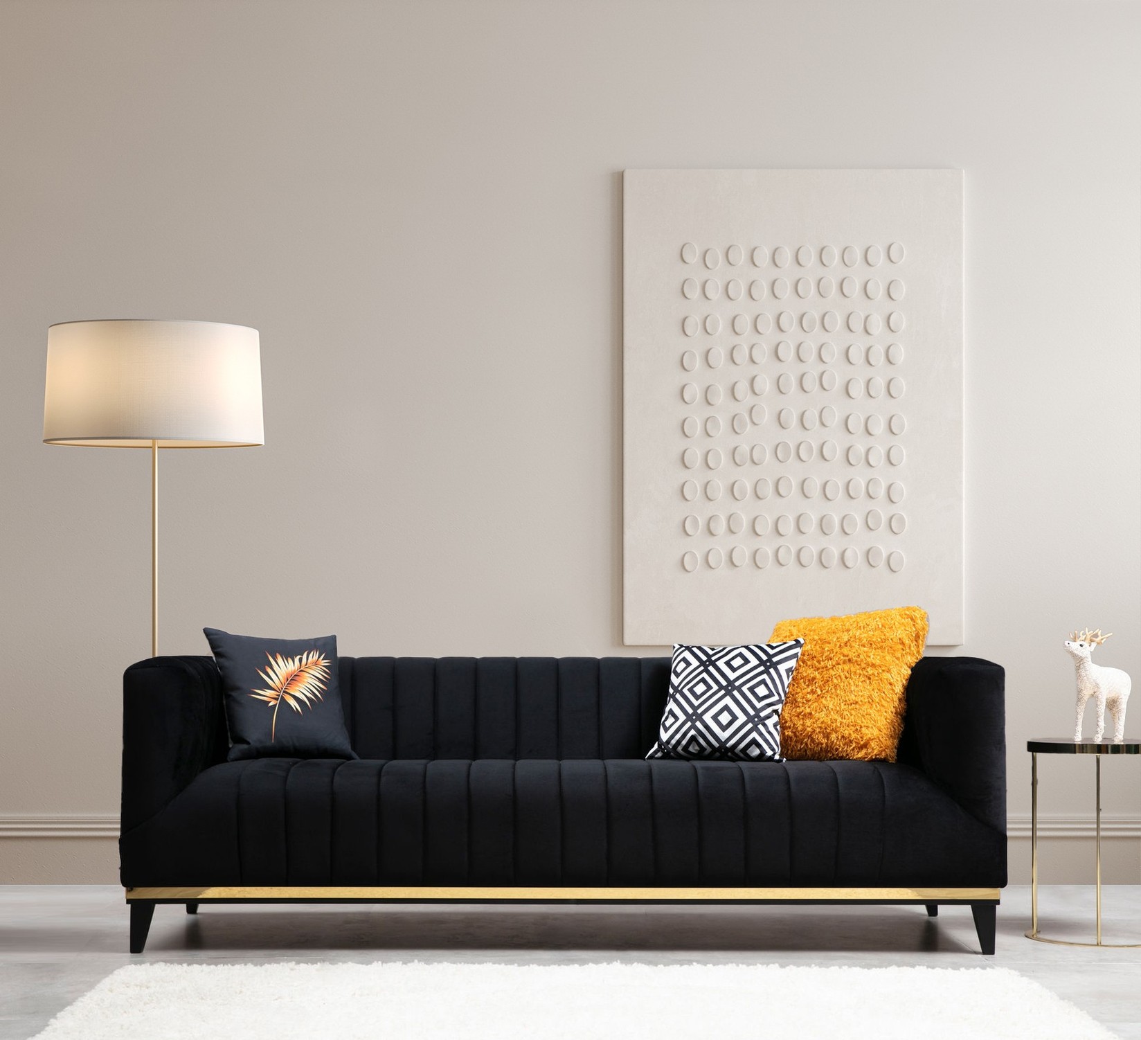 Atelier del Sofa Trosed Bellino 89x75x222cm Crno-zlatna