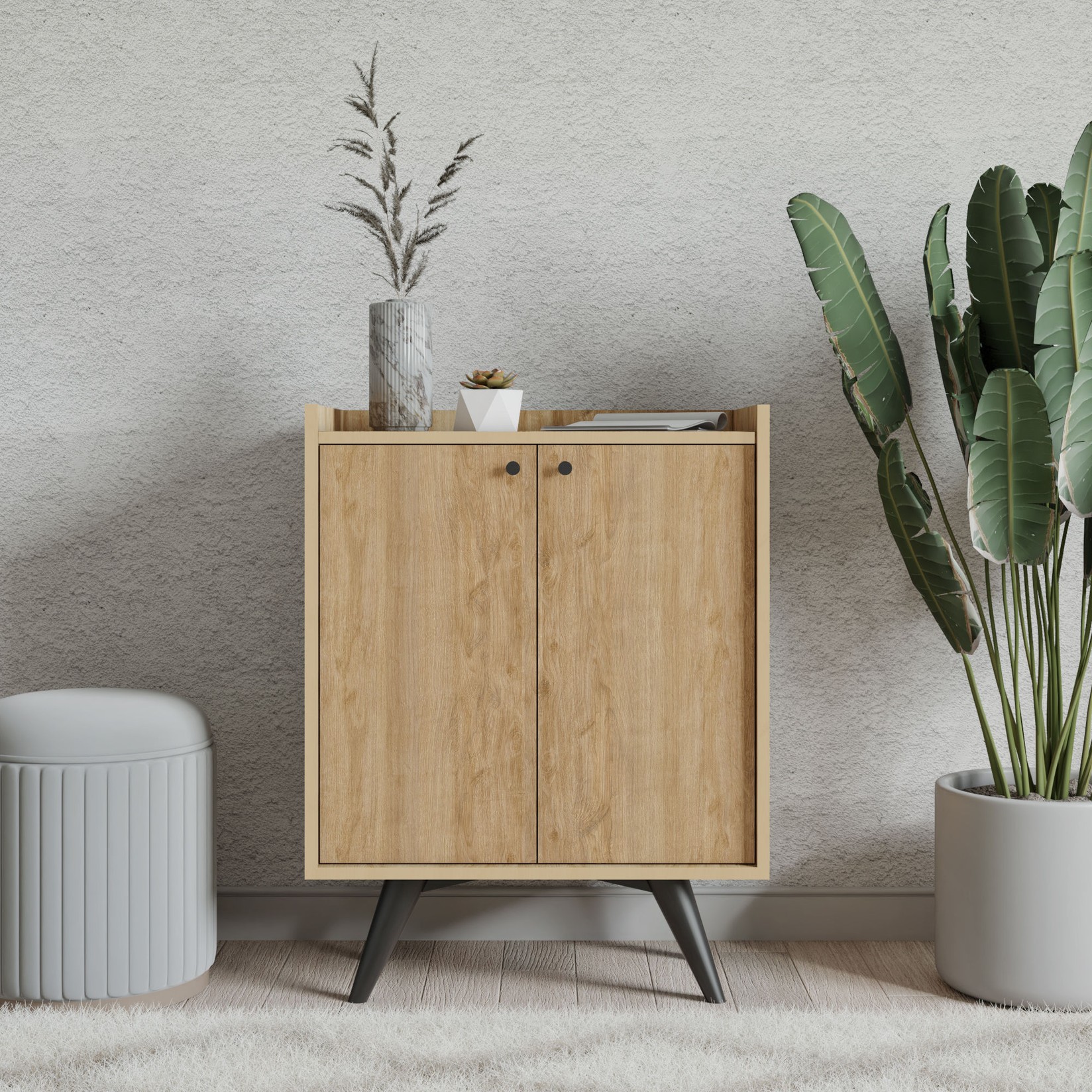 Hanah Home Komoda Seul 70x40x91.5cm Hrast-Crna