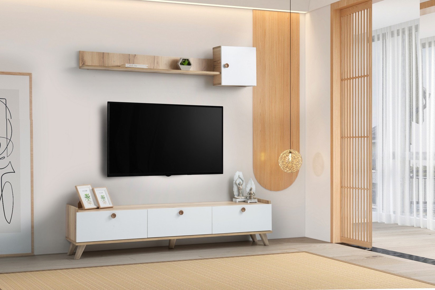 Hanah home TV komoda Sumer E4020 Hrast-bijela