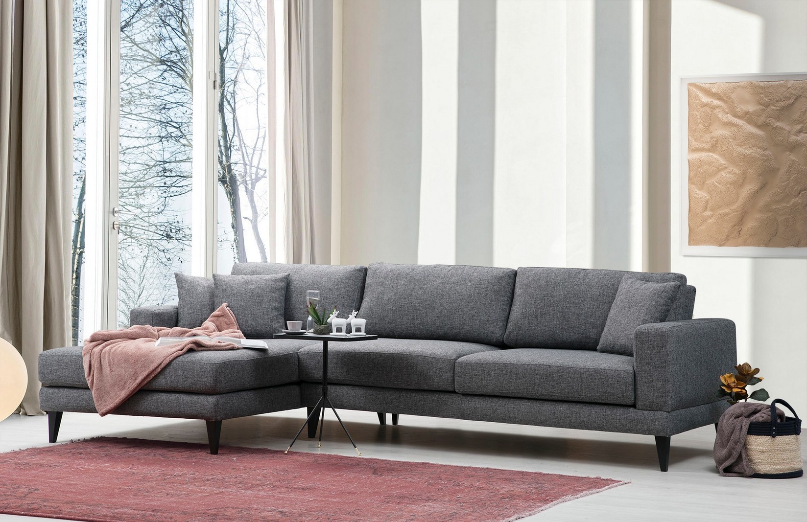 Atelier del Sofa Kutna sofa Nordic 90x85x303cm Tamno siva