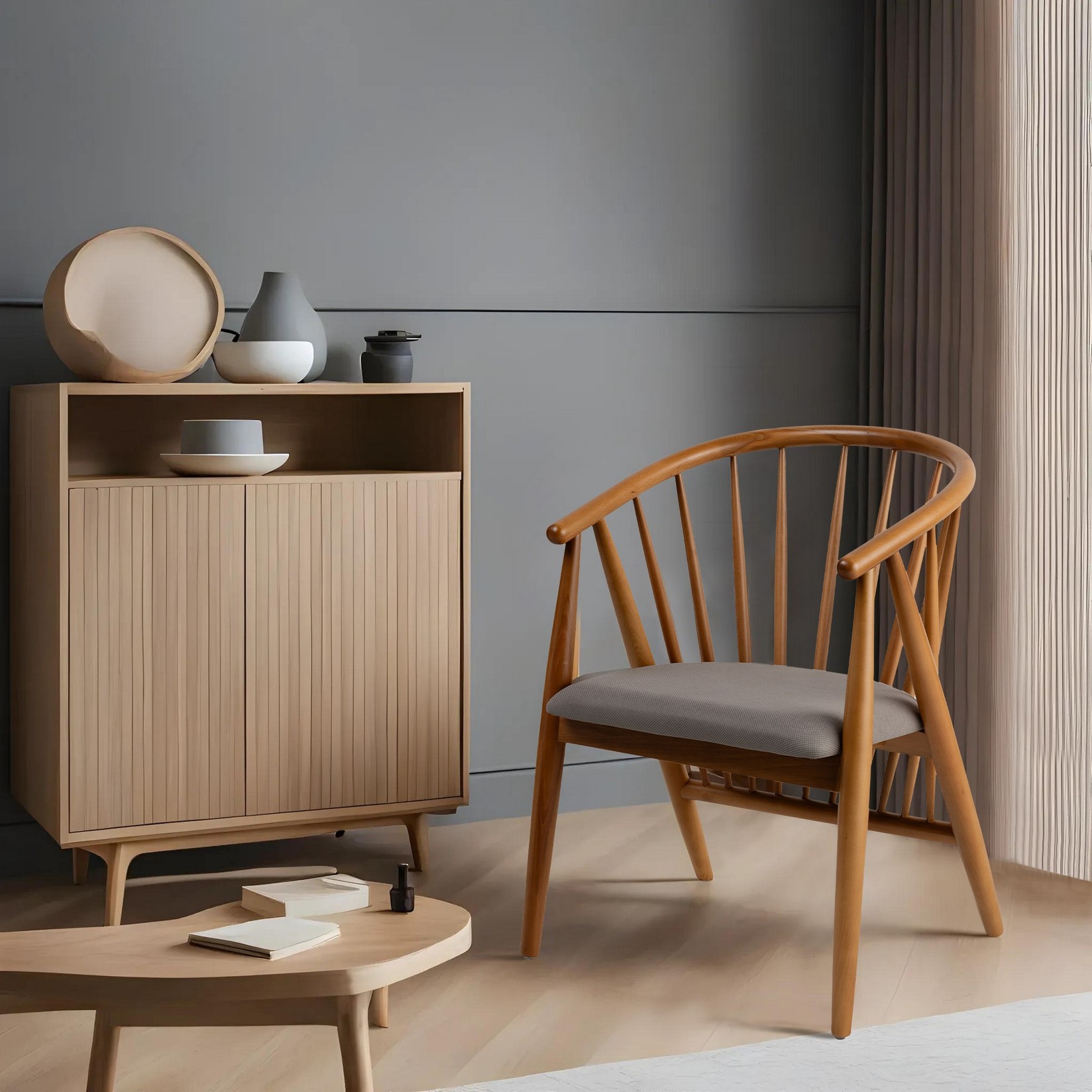 Hanah Home Trpezarijska stolica Doris 58x82x56cm Hrast-Siva