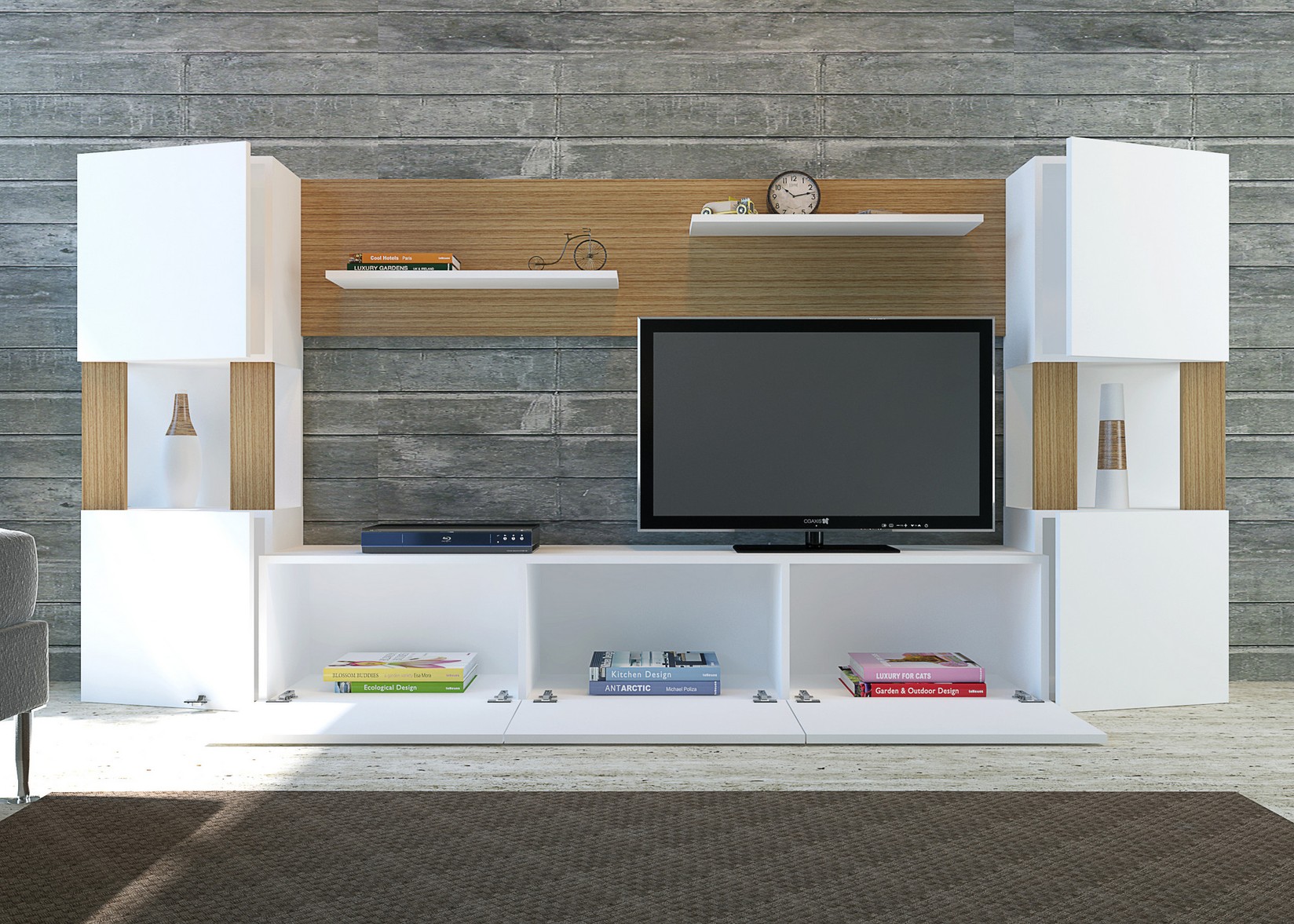 Hanah home TV komoda Lora hrast-bijela