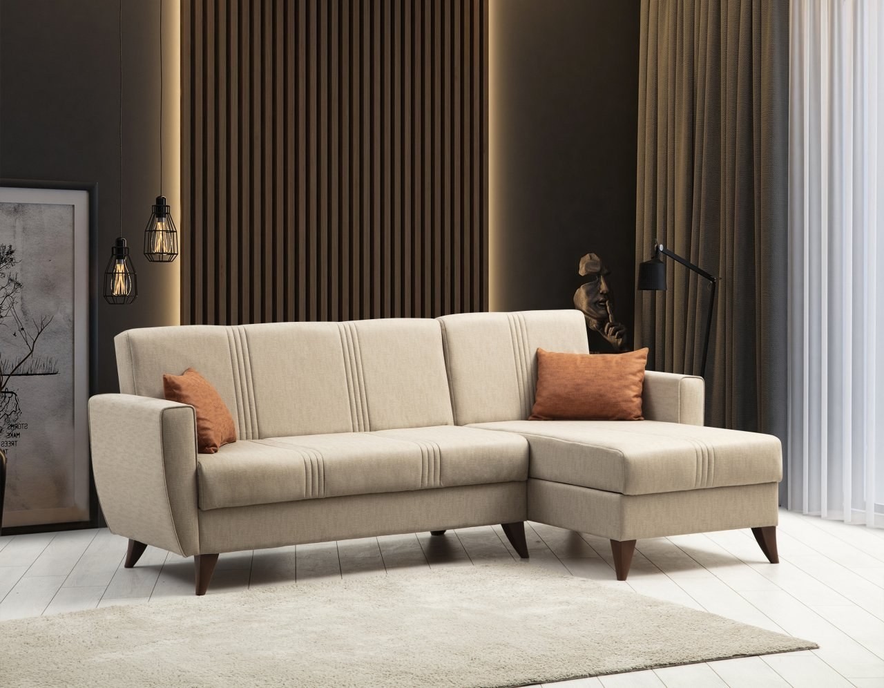 Atelier del Sofa Kutna sofa Naslon 218x86x130cm Bež