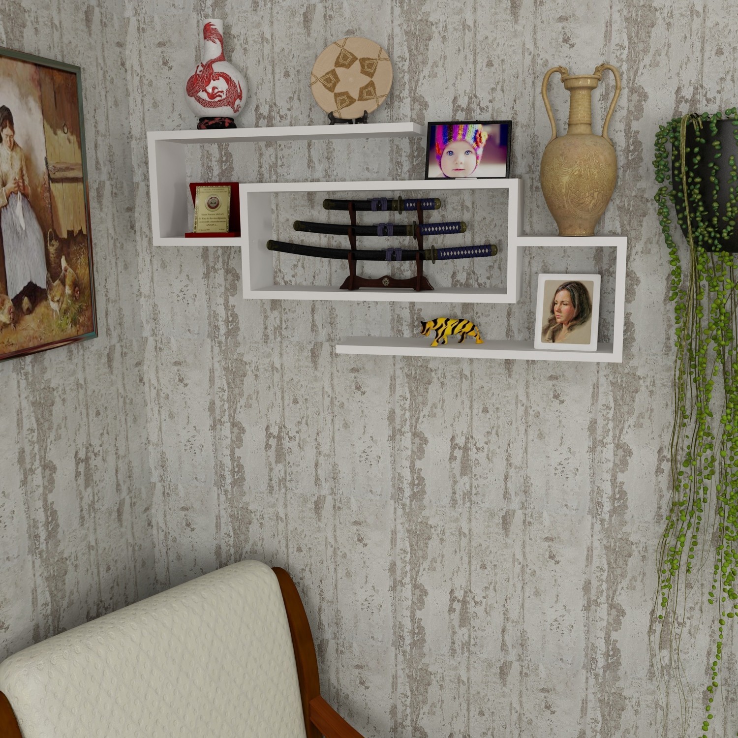 Hanah home Zidna polica bijela