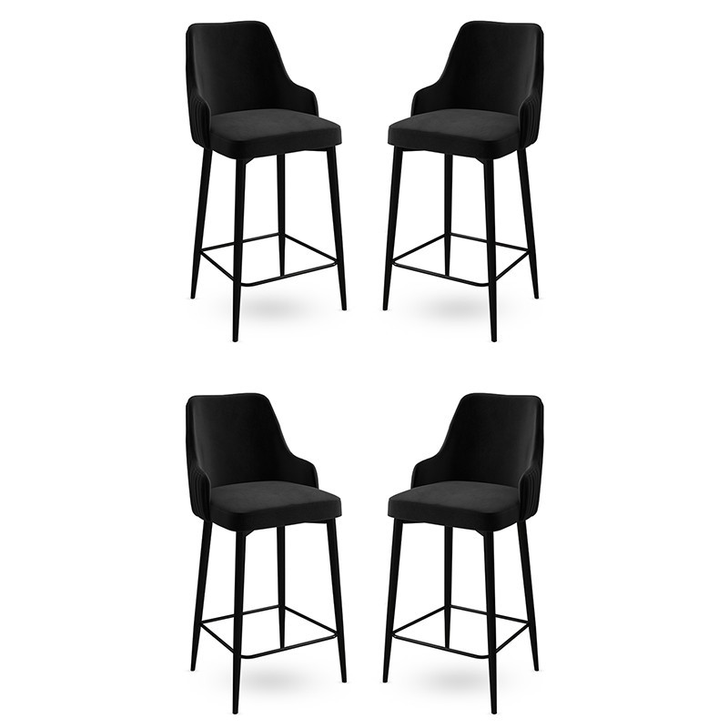 Hanah Home Set od 4 barske stolice Enox crne boje