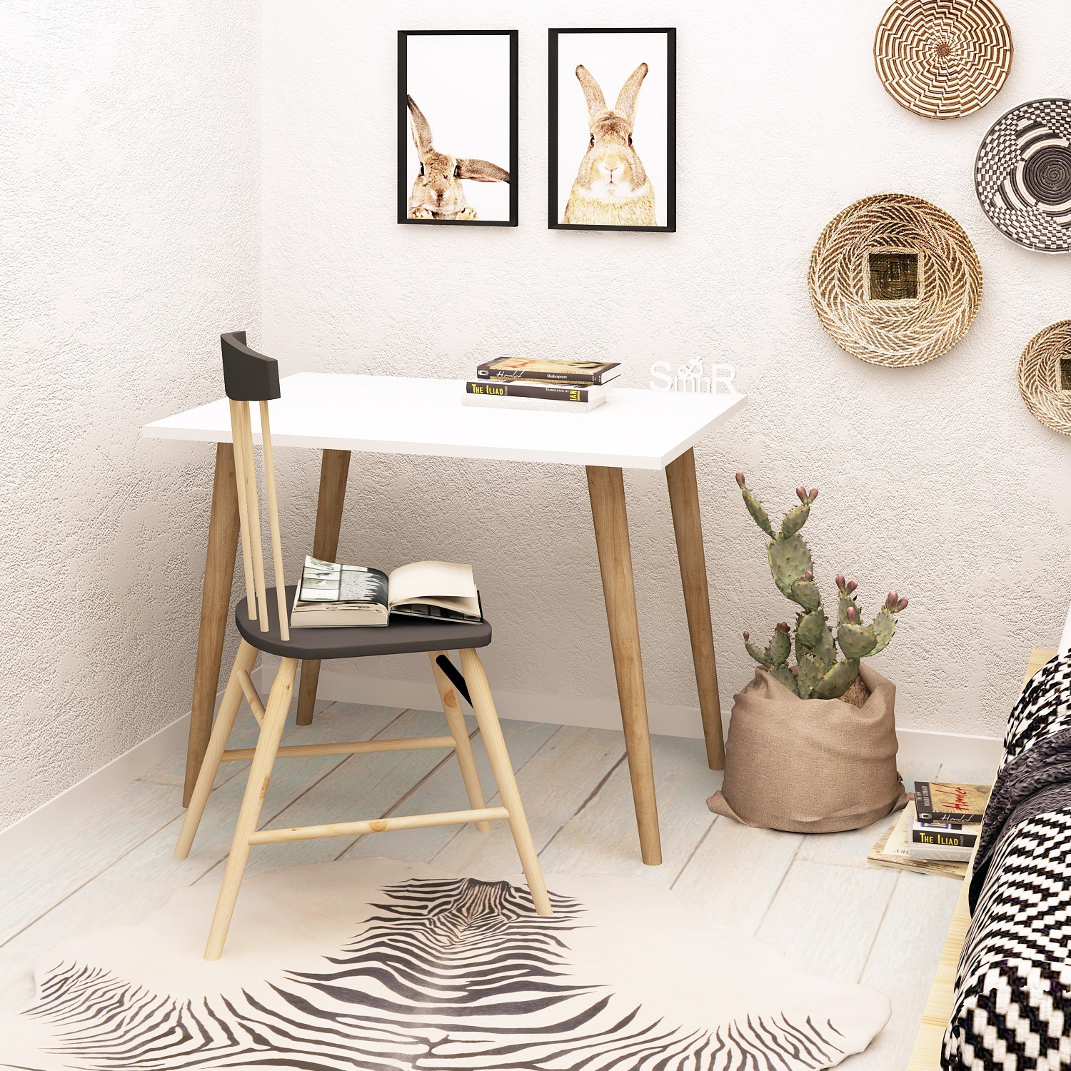 Hanah home Radni sto 80x74x60cm Bijeli