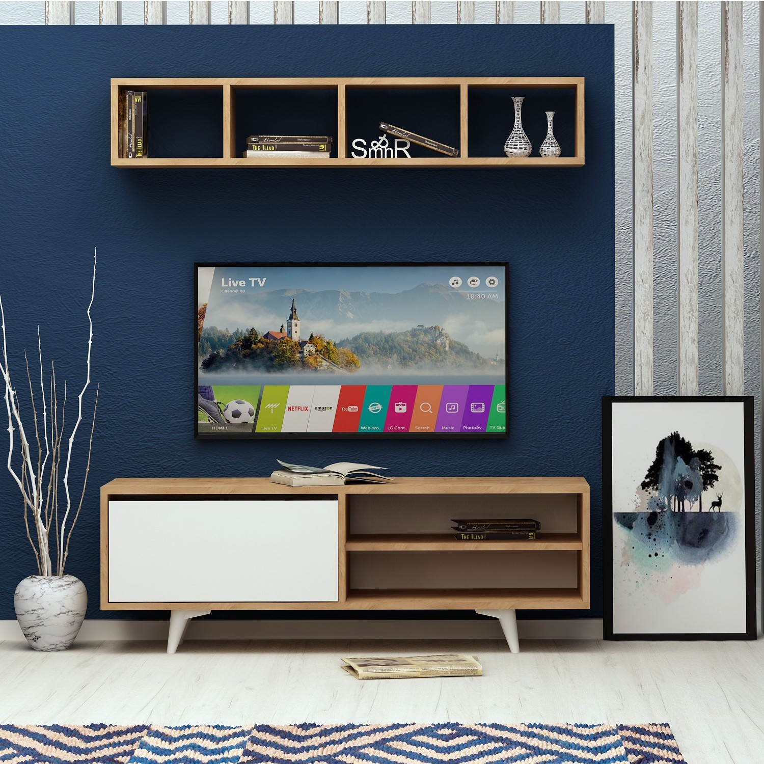Hanah home TV Komoda Duku Hrast-Bijela