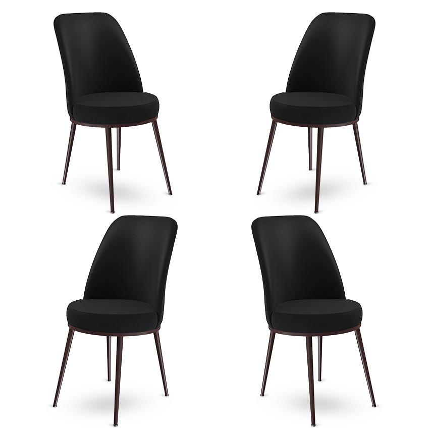 Hanah Home Set od 4 trpezarijske stolice Dexa crno-smeđe boje