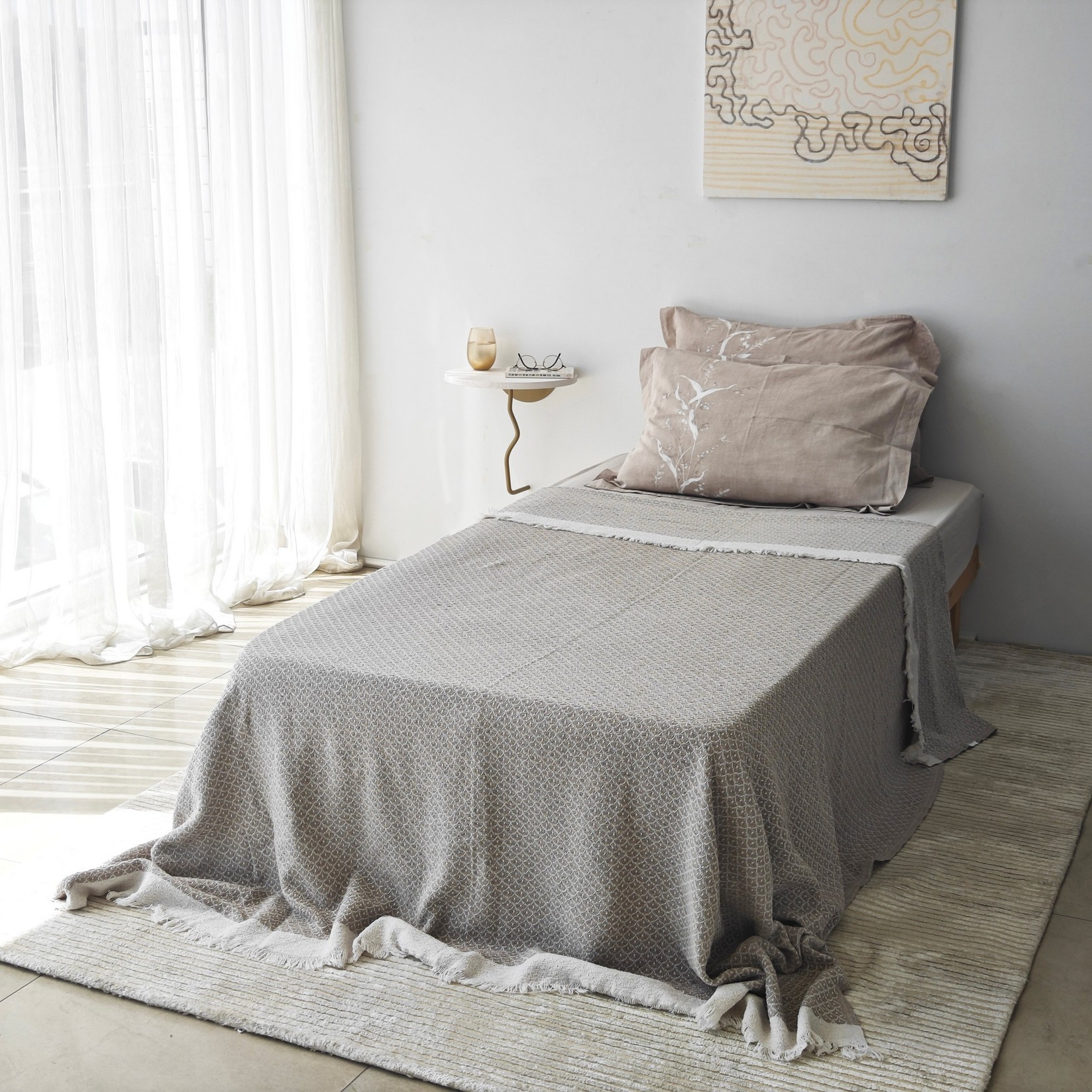 Hanah home Zidna polica zlatno-bijela