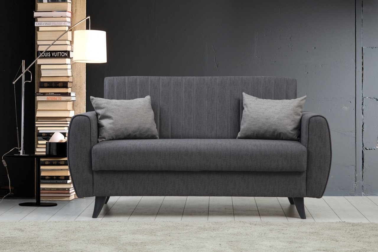 Atelier del Sofa Dvosjed na razvlačenje Alkon 158x86x77cm Tamno siva