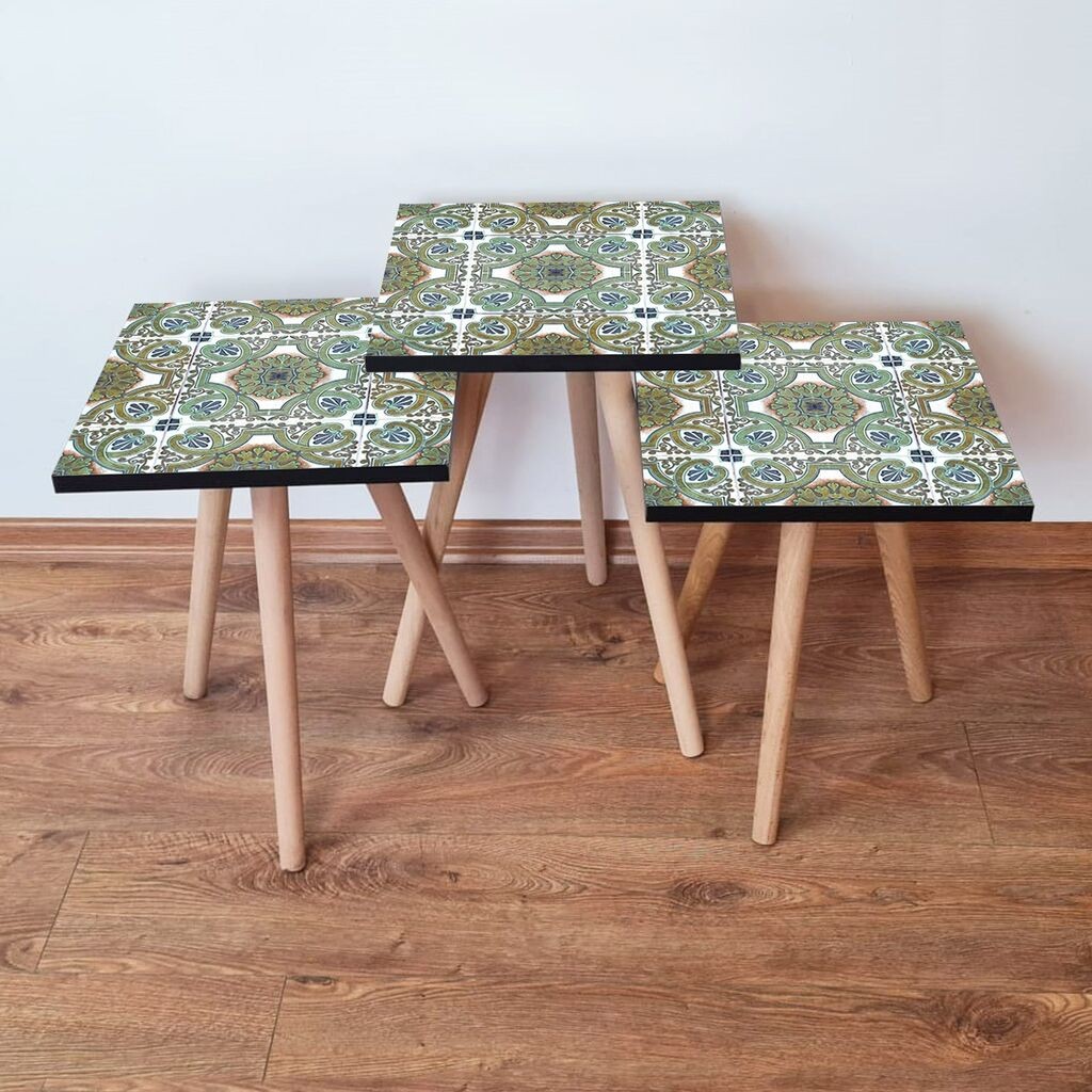 Hanah Home Set klub stolića 3Shp39, 3 dijela, Šareni