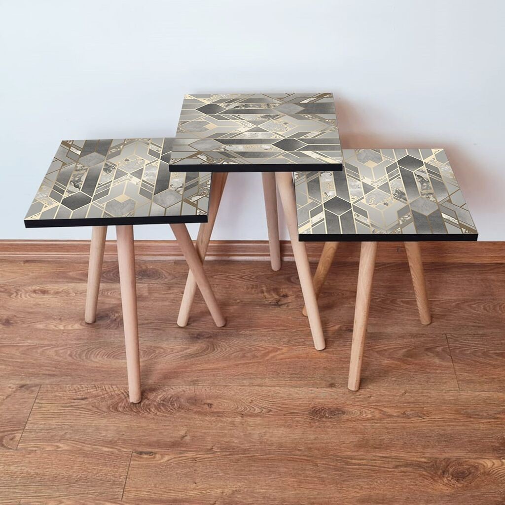 Hanah Home set stolića za kafu 3Shp134, 3 dijela, šareni