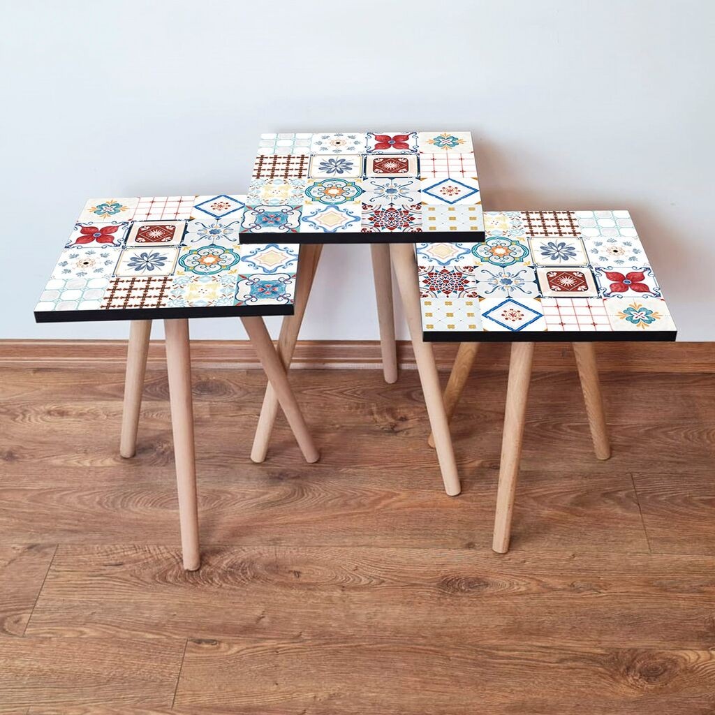 Hanah Home set stolića za kafu 3Shp398, 3 dijela, šareni