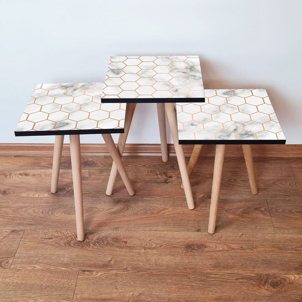 Hanah Home set stolića za kafu 3Shp397, 3 dijela, šareni