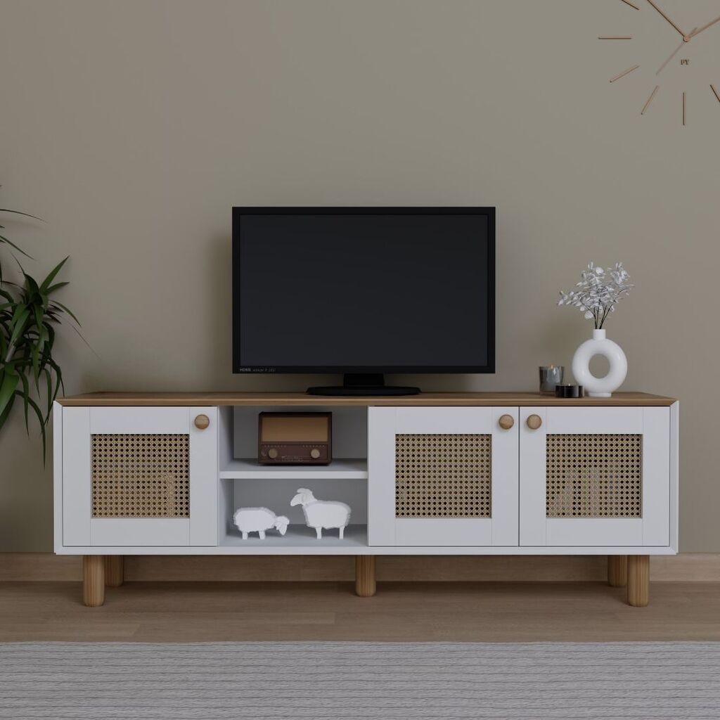 Hanah Kućna TV komoda, boemski stil, 1600-143, 160x56x40 cm, bijela