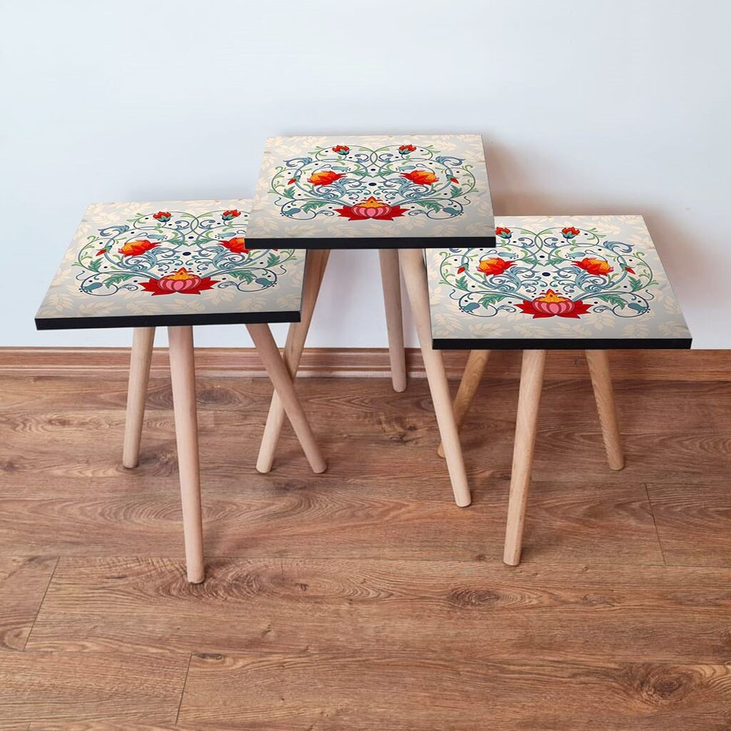 Hanah Home set stolića za kafu 3Shp144, 3 dijela, šareni