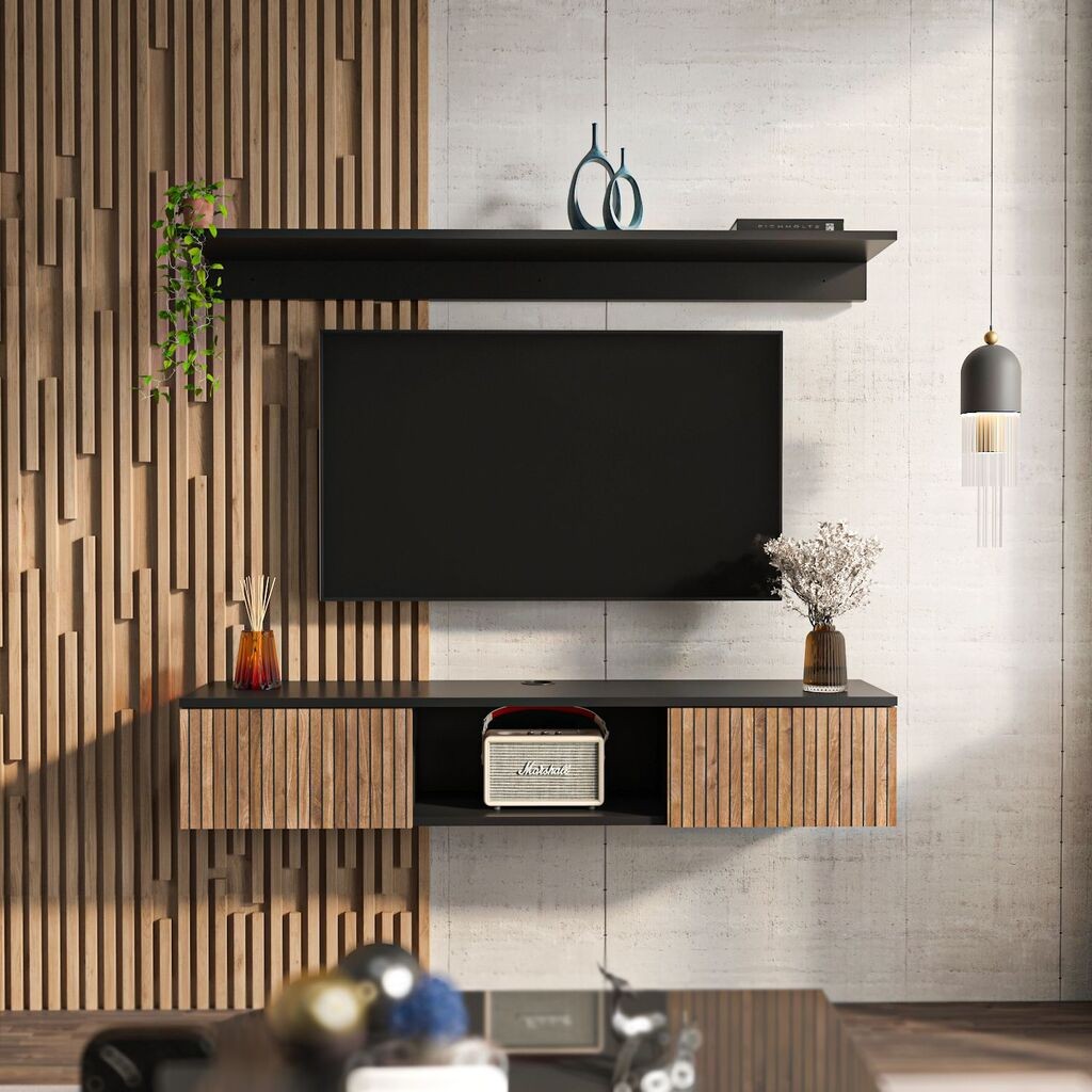 Hanah Kućna TV komoda Elia, 140x25,6x32 cm, Crna