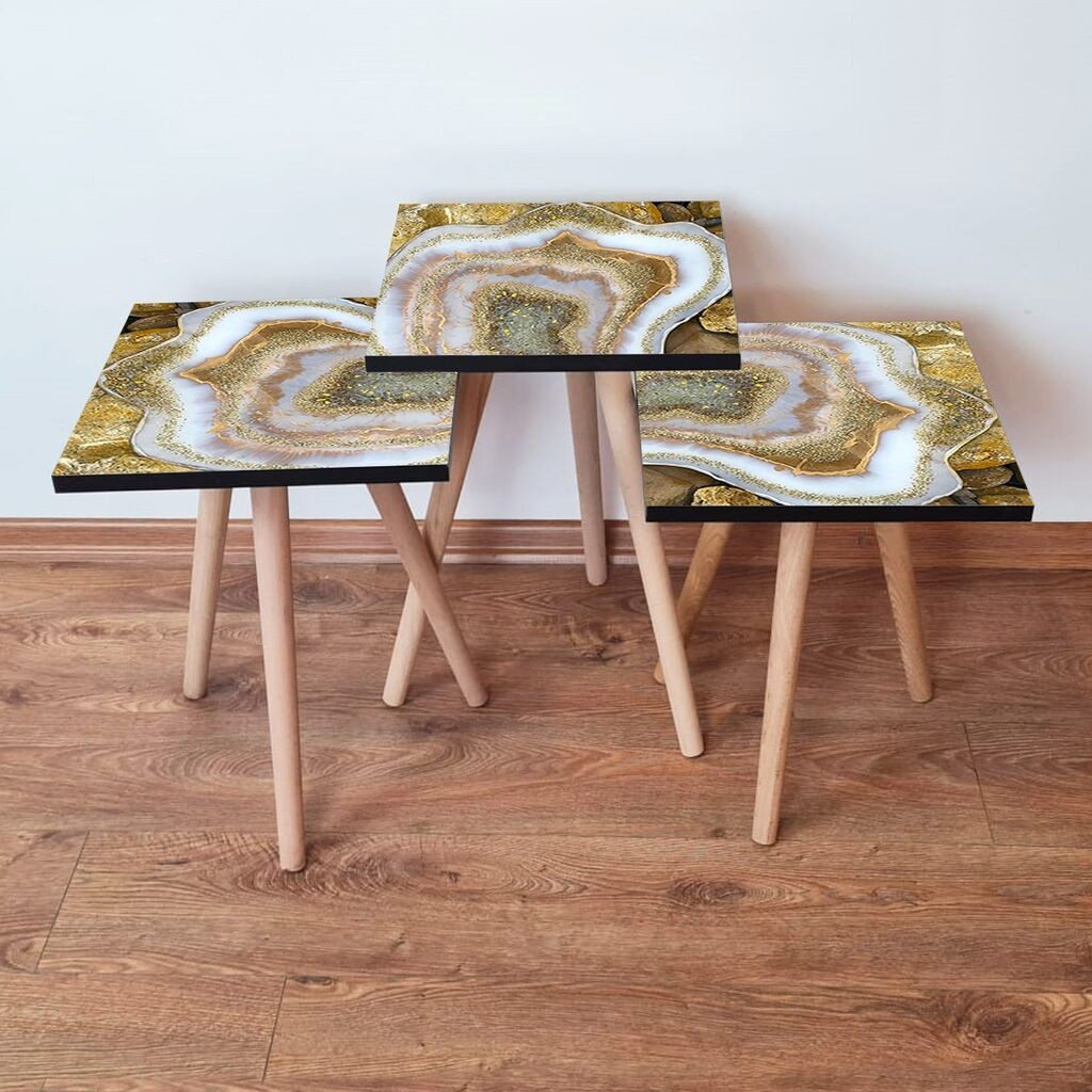 Hanah Home set stolića za kafu 3Shp78, 3 dijela, šareni