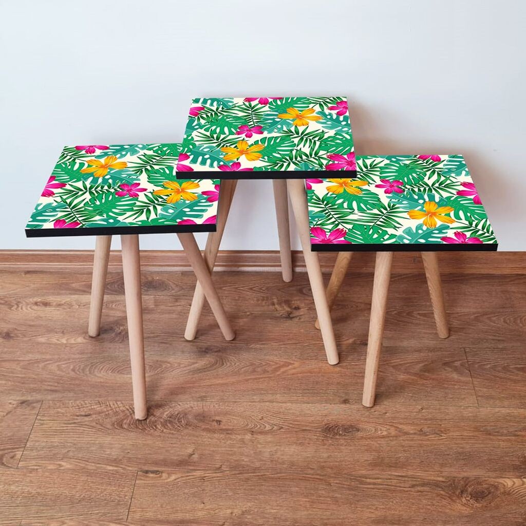 Hanah Home set stolića za kafu 3Shp206, 3 dijela, šareni