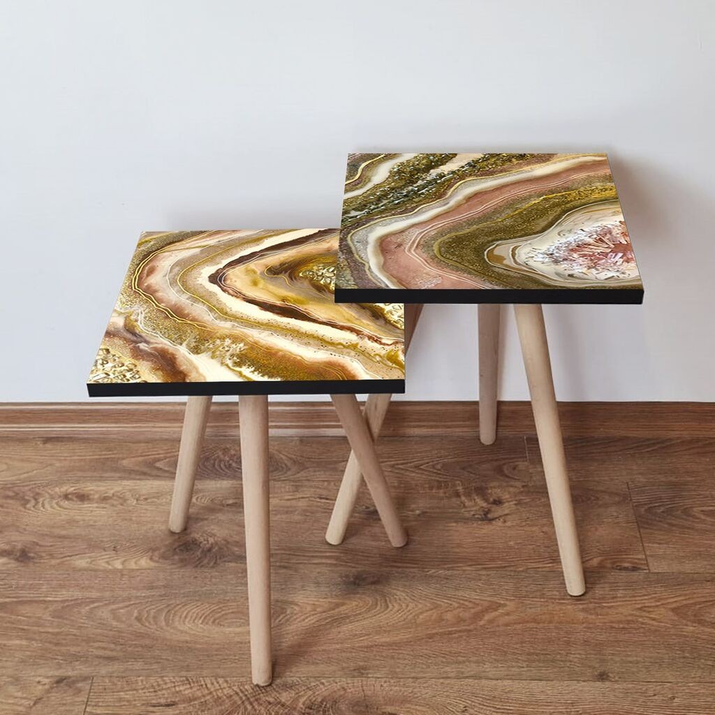 Hanah Home Club set stolića za kafu 2Shp3, 2 dijela, Šareni