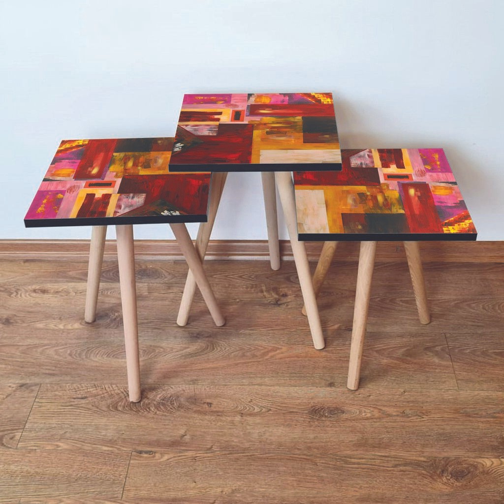 Hanah Home Club set stolića za kafu 3Shp55, 3 dijela, Šareni