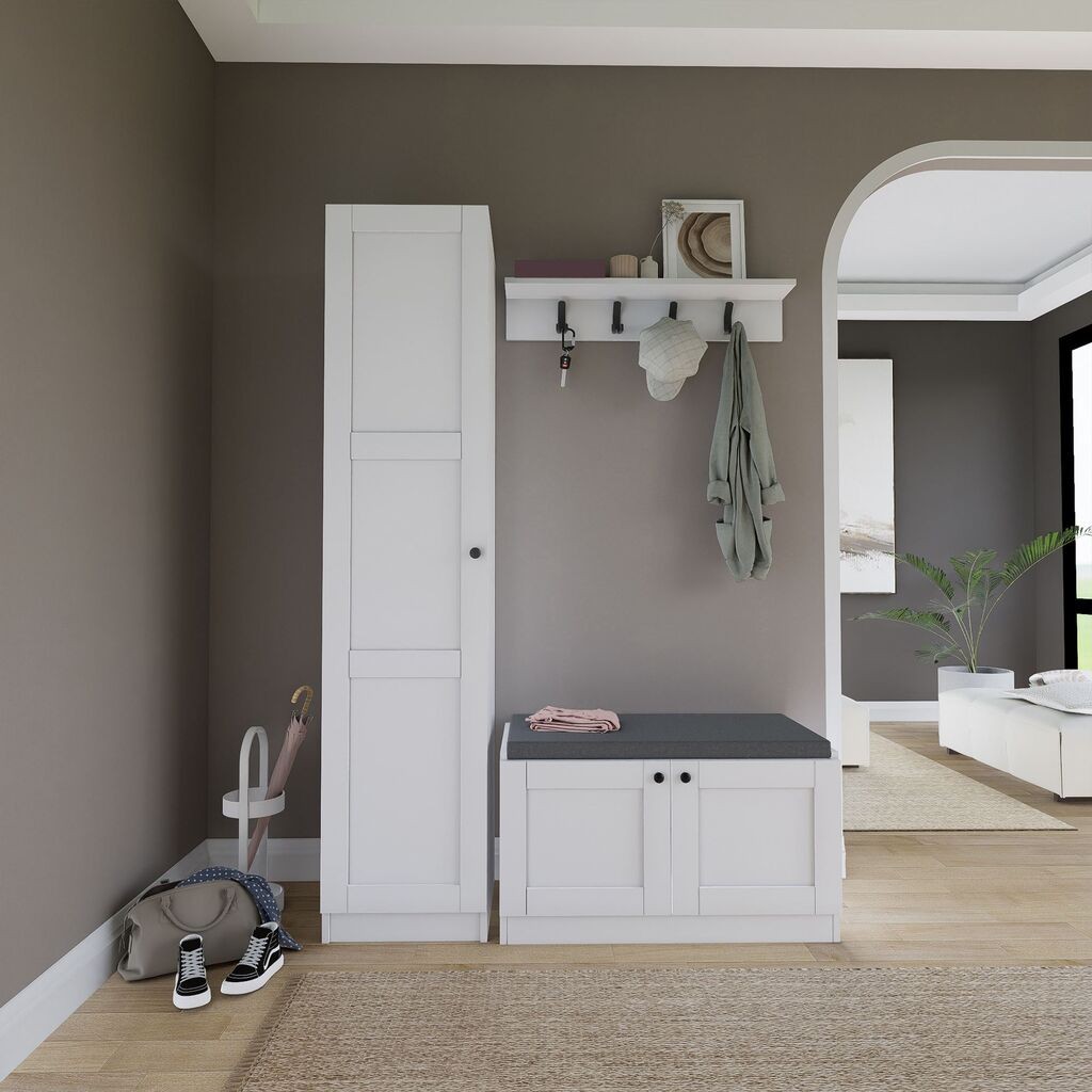 Hanah Home Ormar za hodnik Lucas 1600-54, 130x182x35 cm, Bijela