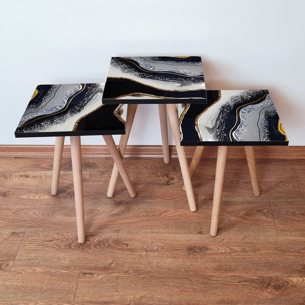 Hanah Home Club set stolića za kafu 3Shp285, 3 dijela, Šareni