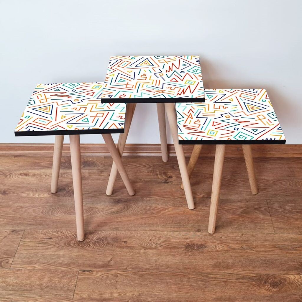 Hanah Home set stolića za kafu 3Shp216, 3 dijela, šareni