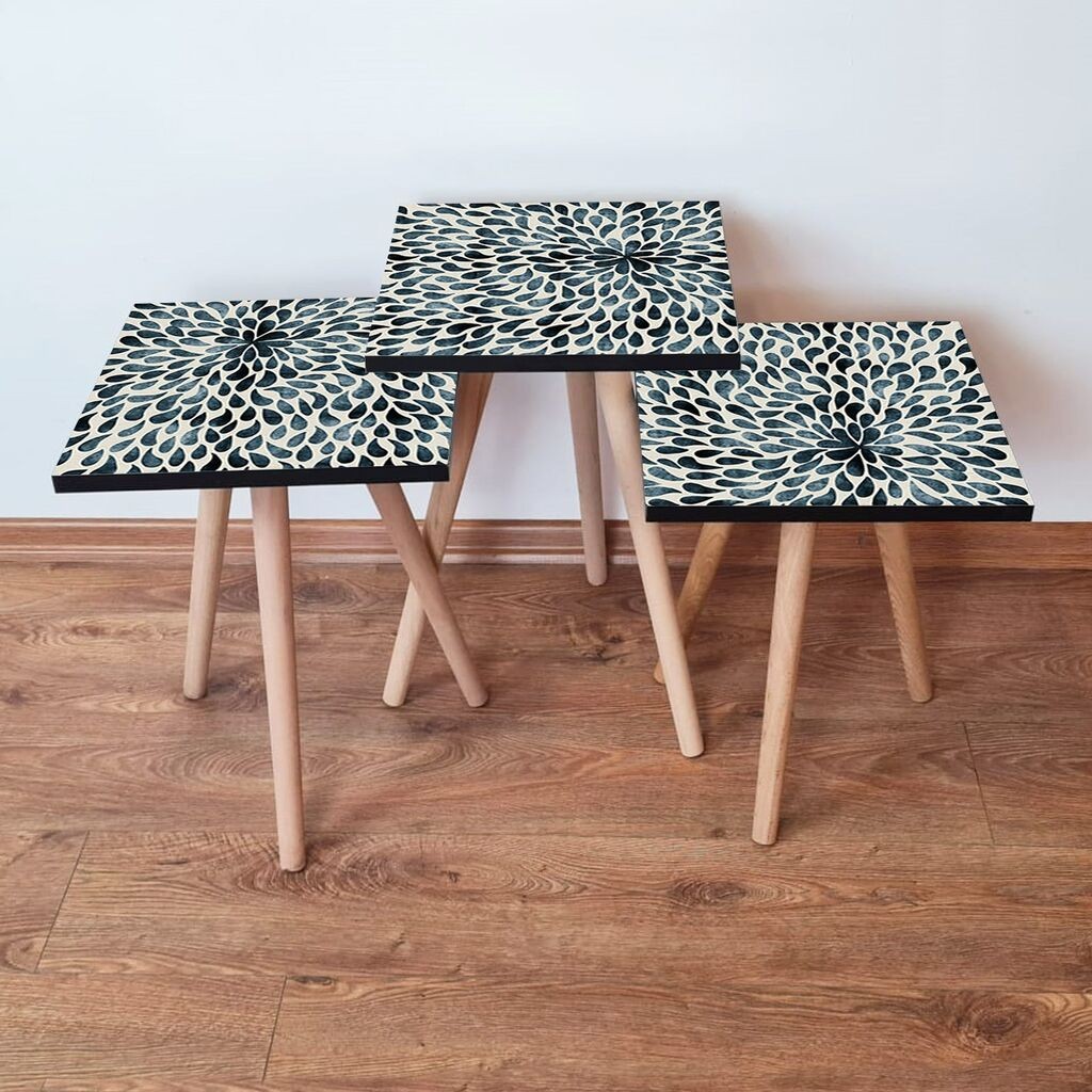 Hanah Home Set klub stolića 3Shp54, 3 dijela, Šareni